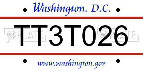 TT3T026 District Of Columbia License Plate