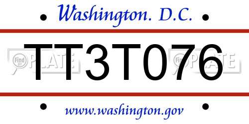 TT3T076 District Of Columbia License Plate