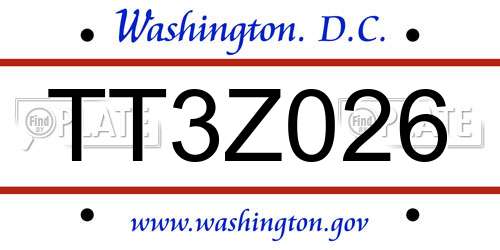 TT3Z026 District Of Columbia License Plate
