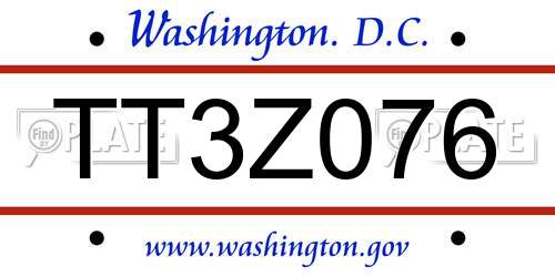 TT3Z076 District Of Columbia License Plate