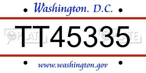TT45335 District Of Columbia License Plate