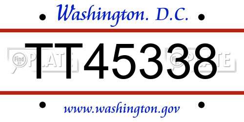 TT45338 District Of Columbia License Plate