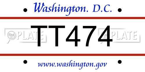 TT474 District Of Columbia License Plate