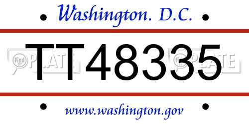 TT48335 District Of Columbia License Plate