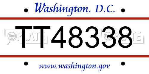 TT48338 District Of Columbia License Plate
