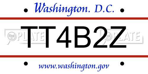 TT4B2Z District Of Columbia License Plate