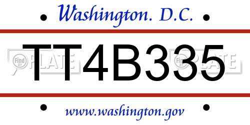TT4B335 District Of Columbia License Plate