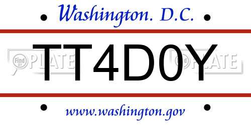 TT4D0Y District Of Columbia License Plate