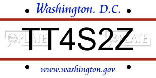 TT4S2Z District Of Columbia License Plate