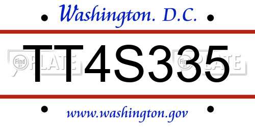 TT4S335 District Of Columbia License Plate