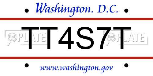 TT4S7T District Of Columbia License Plate