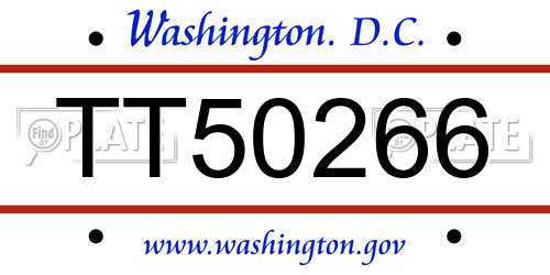 TT50266 District Of Columbia License Plate