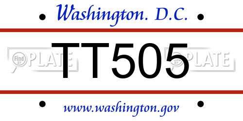 TT505 District Of Columbia License Plate