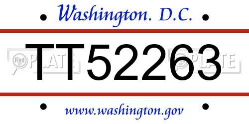 TT52263 District Of Columbia License Plate