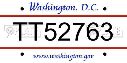 TT52763 District Of Columbia License Plate