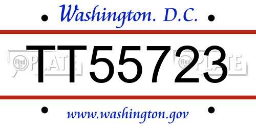 TT55723 District Of Columbia License Plate
