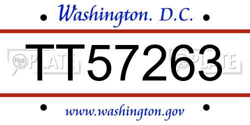 TT57263 District Of Columbia License Plate