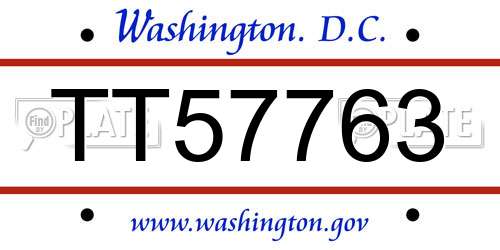 TT57763 District Of Columbia License Plate