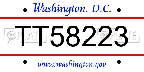 TT58223 District Of Columbia License Plate