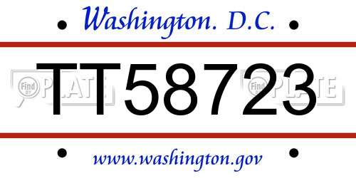 TT58723 District Of Columbia License Plate