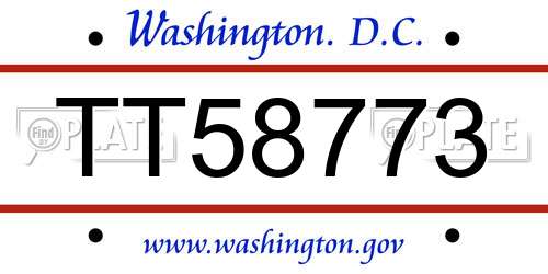 TT58773 District Of Columbia License Plate