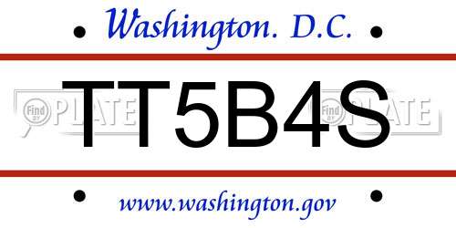 TT5B4S District Of Columbia License Plate