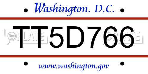 TT5D766 District Of Columbia License Plate