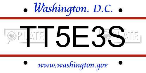 TT5E3S District Of Columbia License Plate