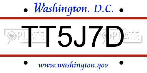 TT5J7D District Of Columbia License Plate