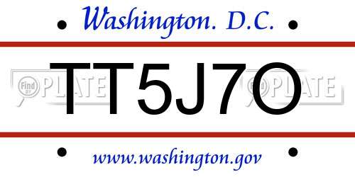 TT5J7O District Of Columbia License Plate