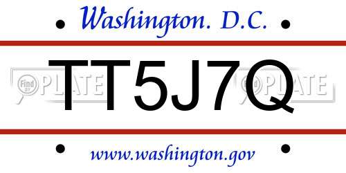 TT5J7Q District Of Columbia License Plate