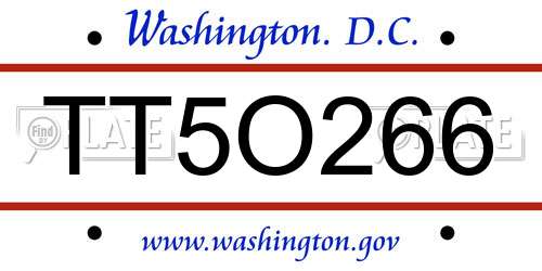 TT5O266 District Of Columbia License Plate