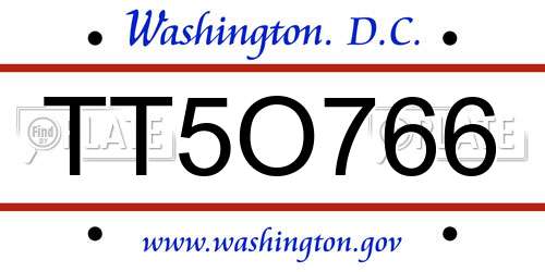 TT5O766 District Of Columbia License Plate
