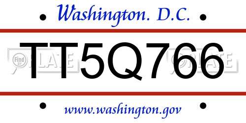TT5Q766 District Of Columbia License Plate