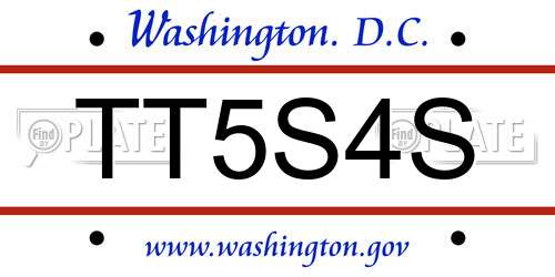 TT5S4S District Of Columbia License Plate