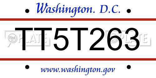 TT5T263 District Of Columbia License Plate