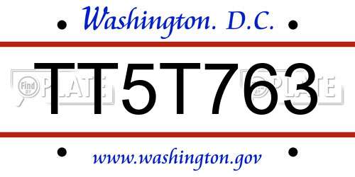 TT5T763 District Of Columbia License Plate