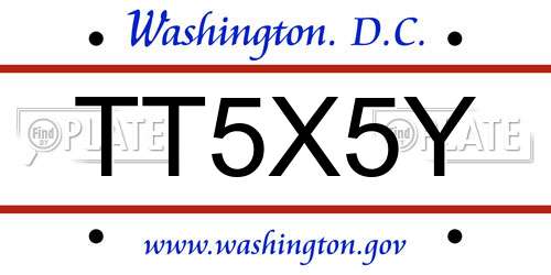 TT5X5Y District Of Columbia License Plate