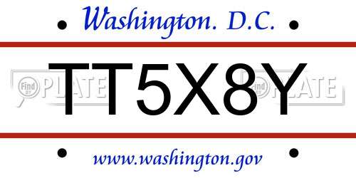 TT5X8Y District Of Columbia License Plate