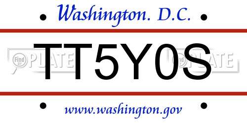 TT5Y0S District Of Columbia License Plate