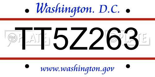 TT5Z263 District Of Columbia License Plate