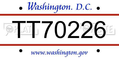 TT70226 District Of Columbia License Plate