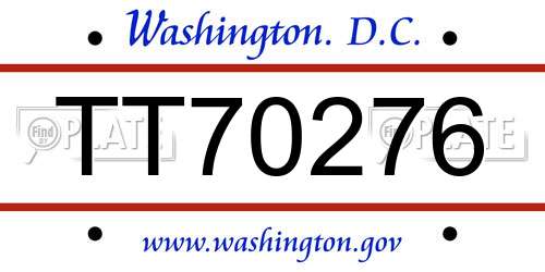 TT70276 District Of Columbia License Plate