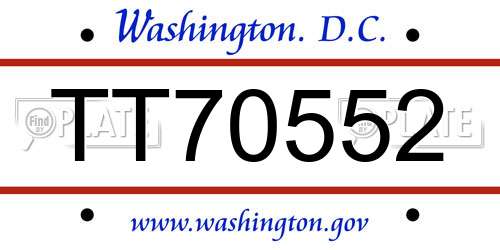 TT70552 District Of Columbia License Plate