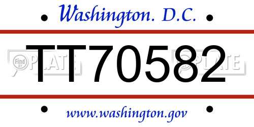 TT70582 District Of Columbia License Plate