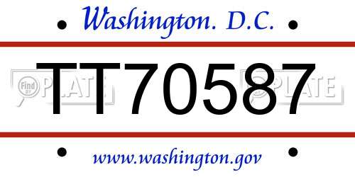 TT70587 District Of Columbia License Plate