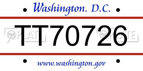 TT70726 District Of Columbia License Plate