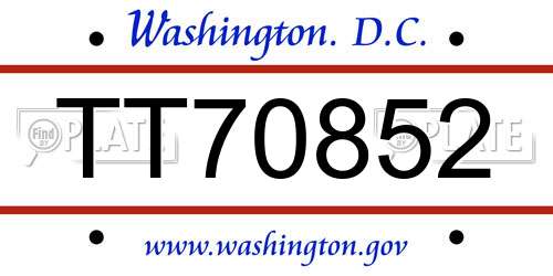 TT70852 District Of Columbia License Plate