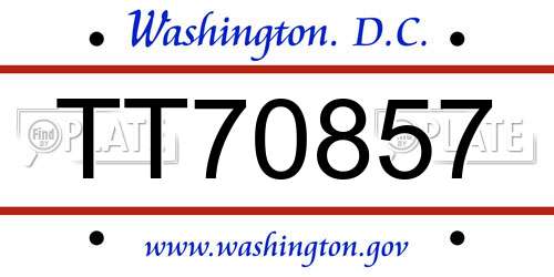 TT70857 District Of Columbia License Plate