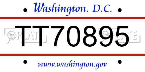 TT70895 District Of Columbia License Plate